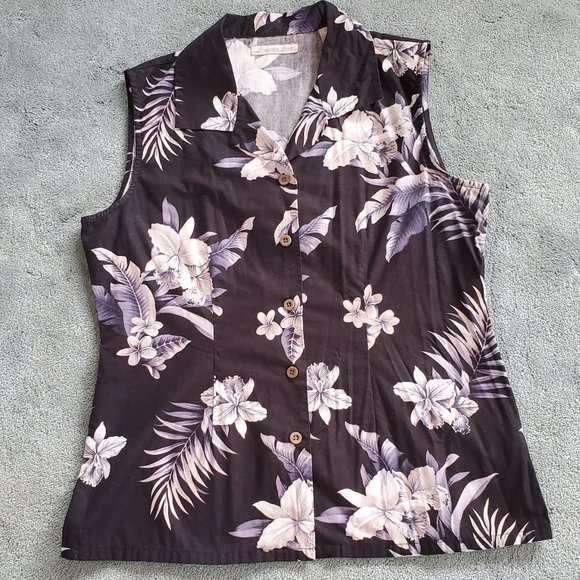 Tropical Sleeveless Button-Down Shirt by JAMAICA JAXX - Picture 2 of 4